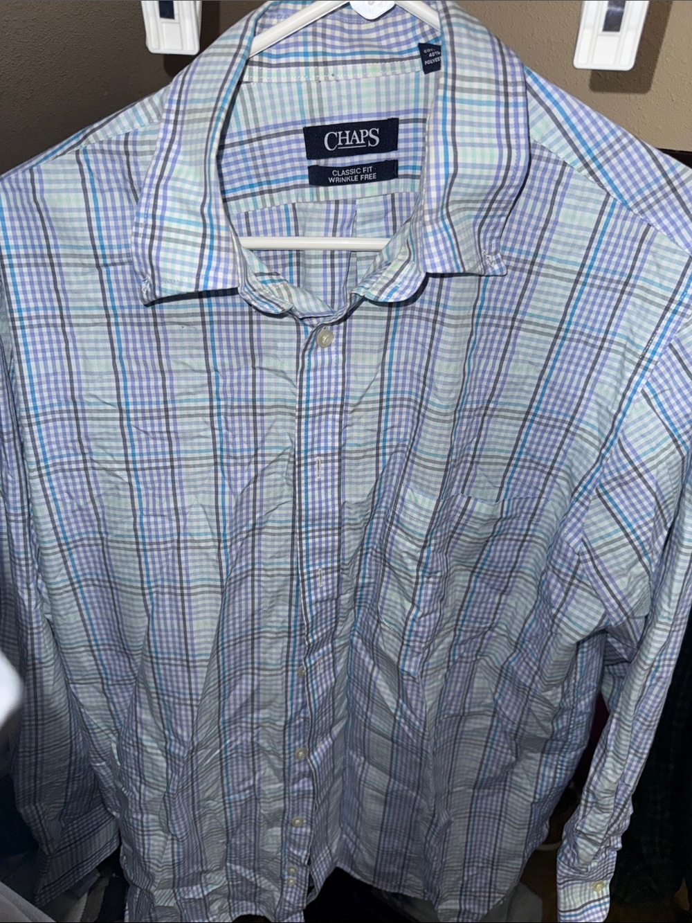 Chaps Men’s Plaid Button-Down Shirt in Blue, Green & Purple